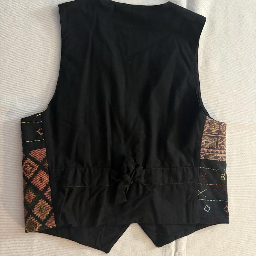 Vintage Tapestry Vest Womens. Cotton, Handmade. Size M. Southwestern 90s Boho - Picture 3 of 8